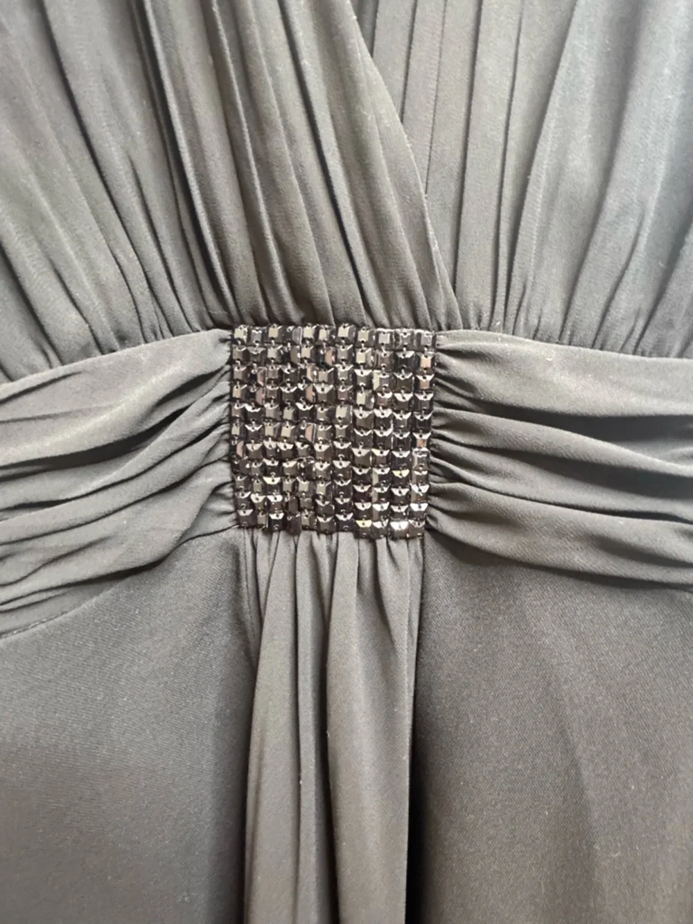 Jones Wear Black One-Shoulder Evening Dress with Beaded Waist - Picture 4 of 4